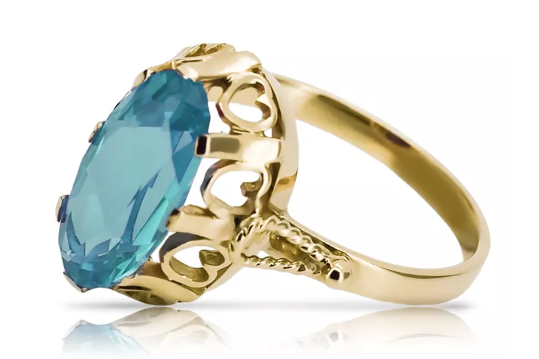 Ring Aquamarin 14 Karat Gelbgold Vintage vrc134y
